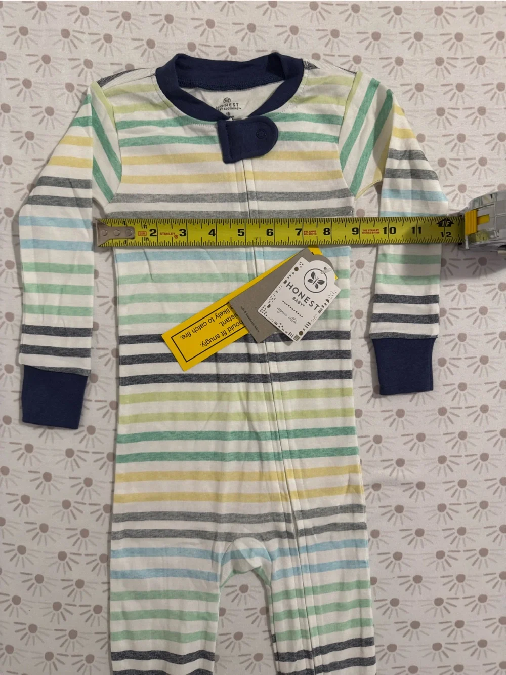 NWT Honest Co organic cotton Striped Footed One-Piece Pajama